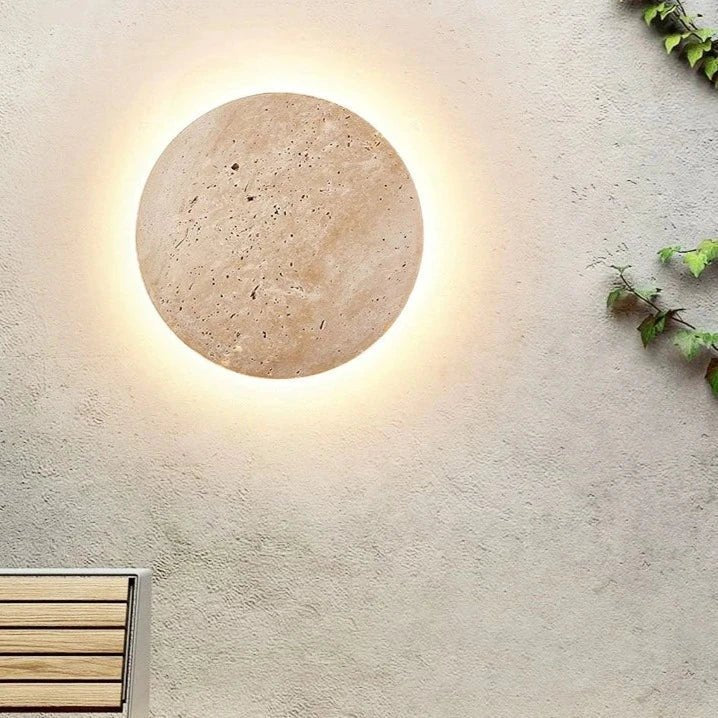Natural Stone Wall Light — 9" Hardwired LED Sconce, IP65, Indoor/Outdoor