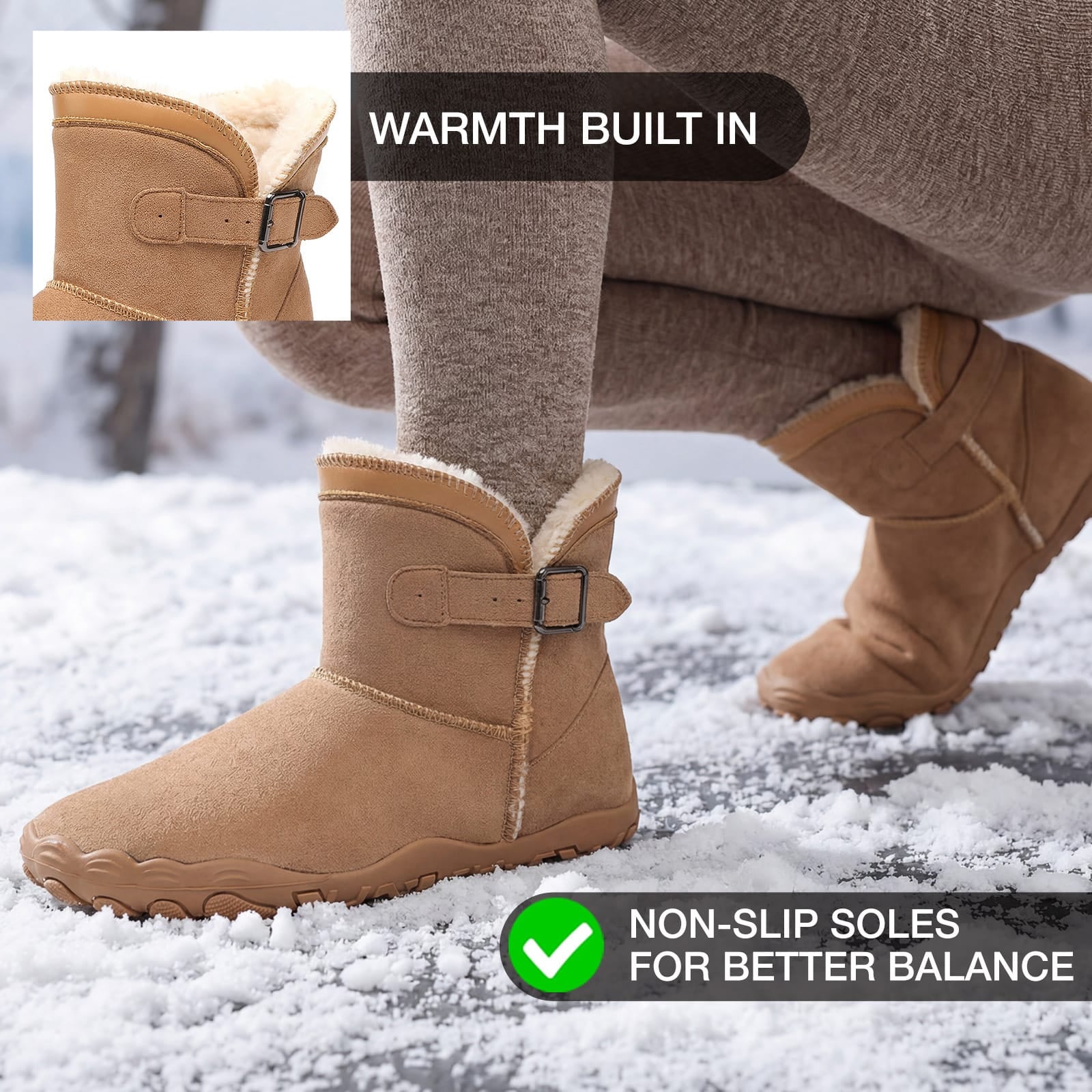 CloudHug Insulated Winter Boots, Flexible Sole, Lightweight, Minimalist Design for Cold Weather