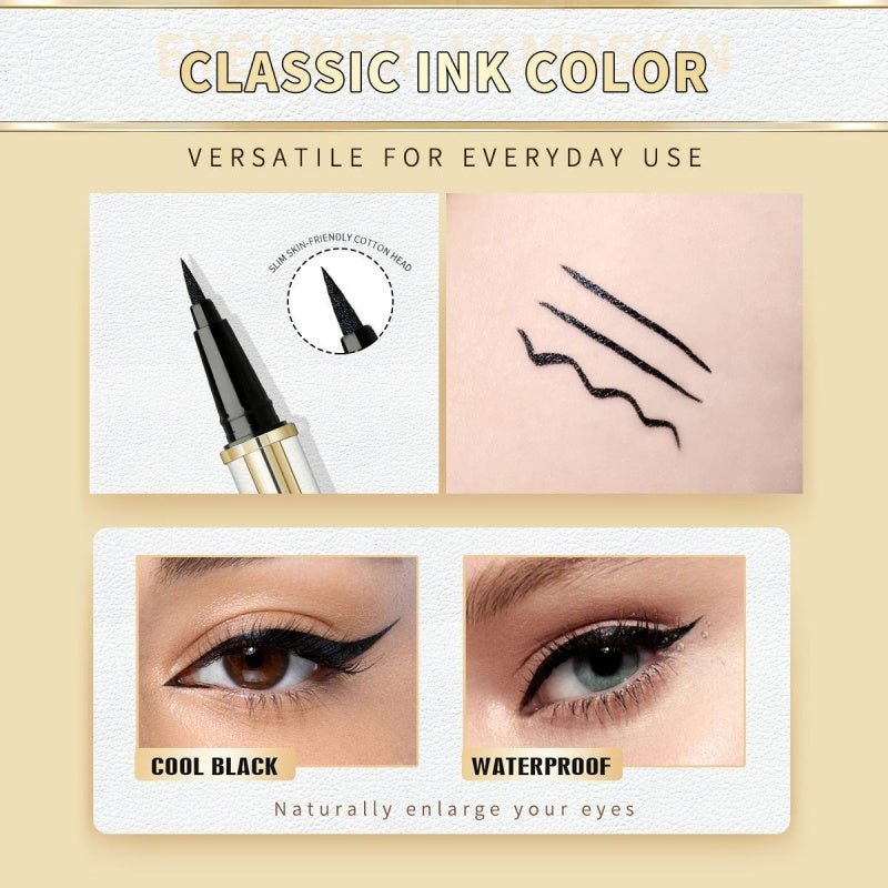 Waterproof Liquid Eyeliner Pen — Ultra-Fine 0.01mm Precision Tip, Quick-Dry Jet Black, 1ml