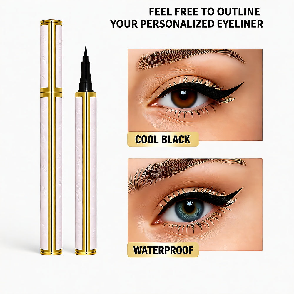 Waterproof Liquid Eyeliner Pen — Ultra-Fine 0.01mm Precision Tip, Quick-Dry Jet Black, 1ml