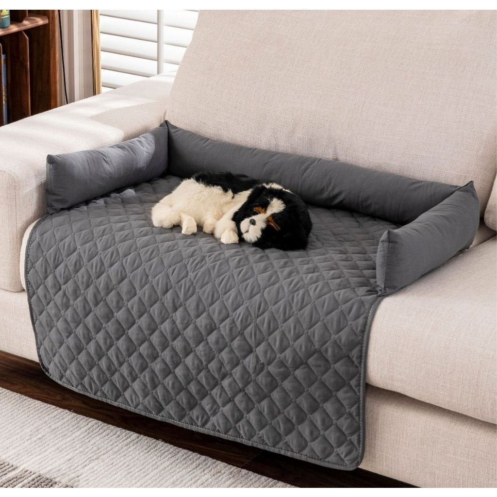 Riley Waterproof Pet Mat — Quilted with Padded Bolsters & Non-Slip Backing, 5 Sizes