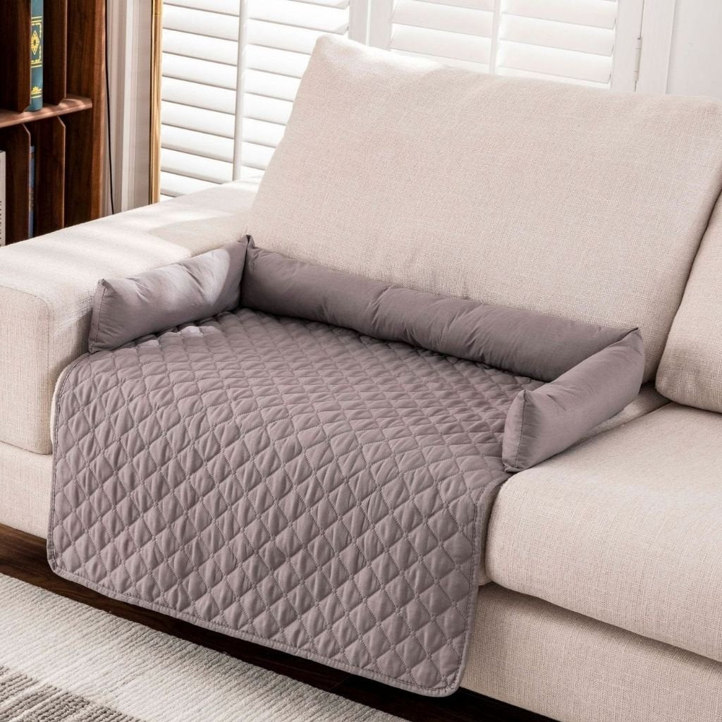Riley Waterproof Pet Mat — Quilted with Padded Bolsters & Non-Slip Backing, 5 Sizes