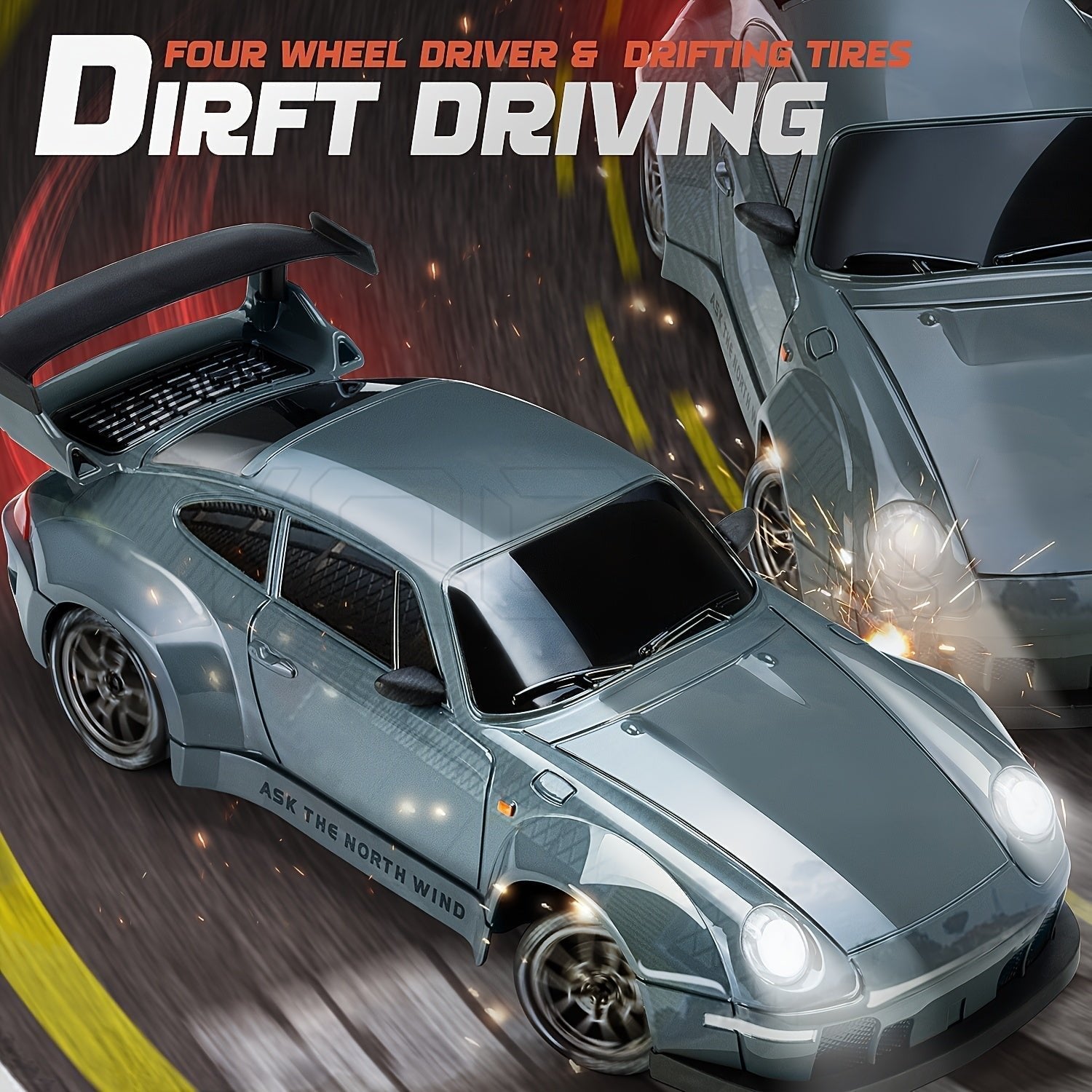 RC Drift Car 4WD — 1:24 Scale with LED Lights, 2.4GHz, USB Rechargeable, Ages 8+
