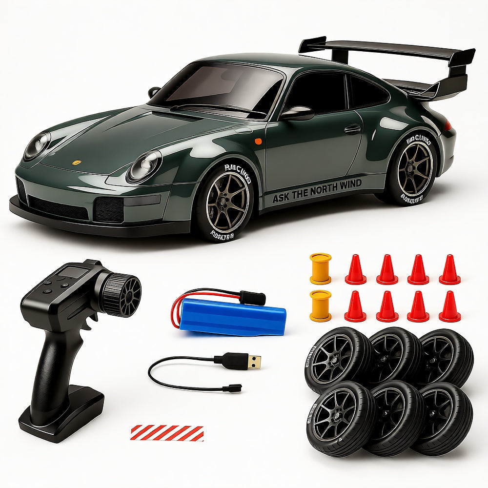 RC Drift Car 4WD — 1:24 Scale with LED Lights, 2.4GHz, USB Rechargeable, Ages 8+