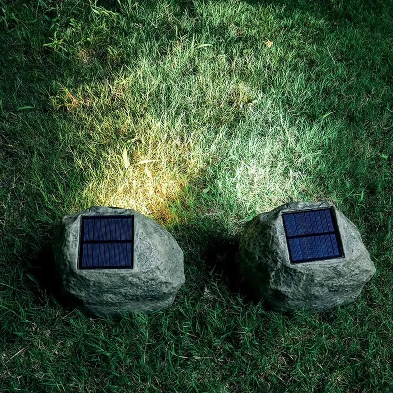 Solar Stone Pathway Lights — Natural Resin Rock Design, Dusk-to-Dawn LED, IP44