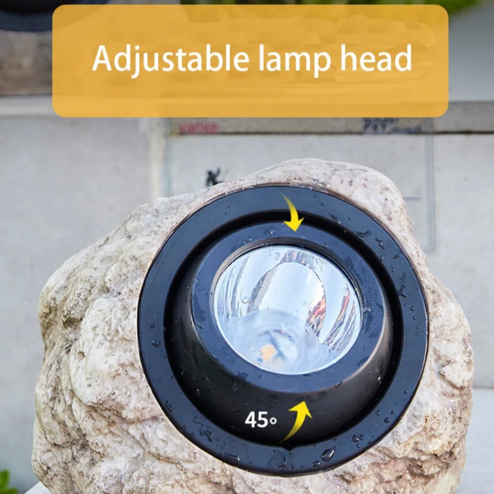 Solar Stone Pathway Lights — Natural Resin Rock Design, Dusk-to-Dawn LED, IP44