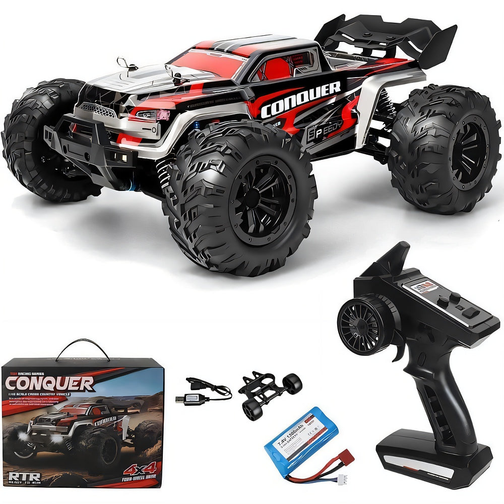 4x4 Off-Road RC Car — 50 km/h Top Speed, Full Suspension, 2.4 GHz Remote, USB Rechargeable, Ages 8+