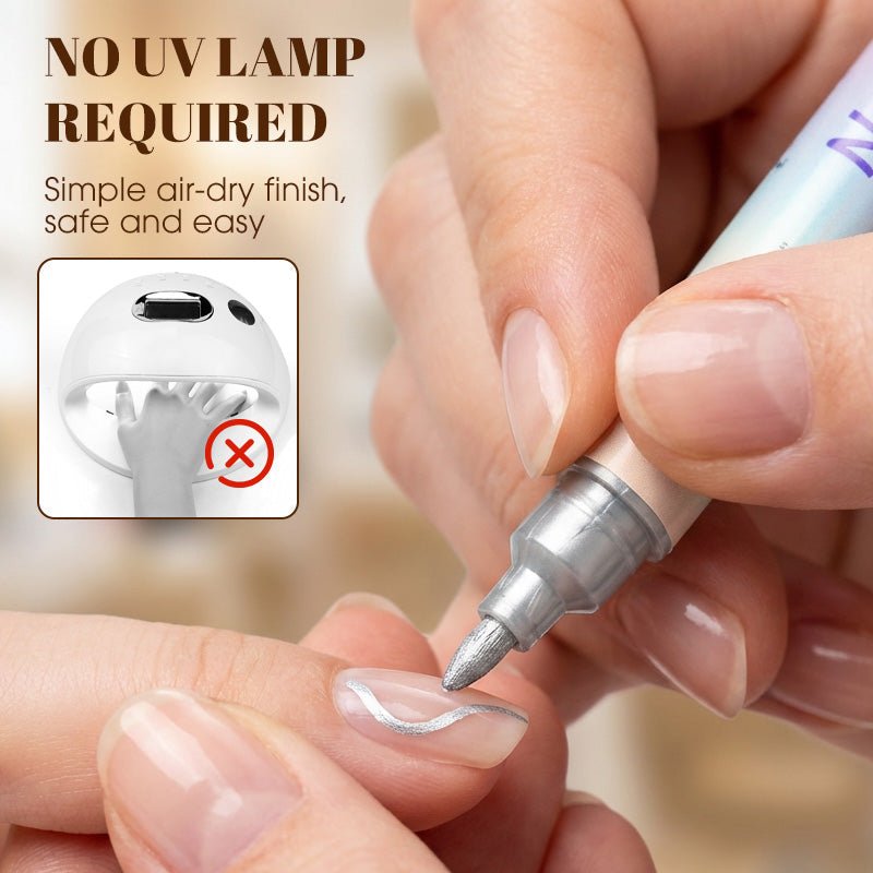 Dual-Tip Nail Art Markers — Quick-Dry Water-Based Pens, No UV Lamp Needed, 12 or 24 Colors
