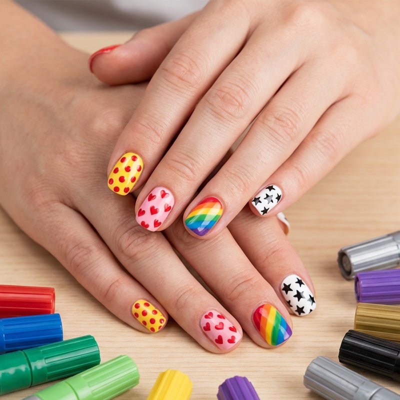 Dual-Tip Nail Art Markers — Quick-Dry Water-Based Pens, No UV Lamp Needed, 12 or 24 Colors