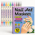 Dual-Tip Nail Art Markers — Quick-Dry Water-Based Pens, No UV Lamp Needed, 12 or 24 Colors