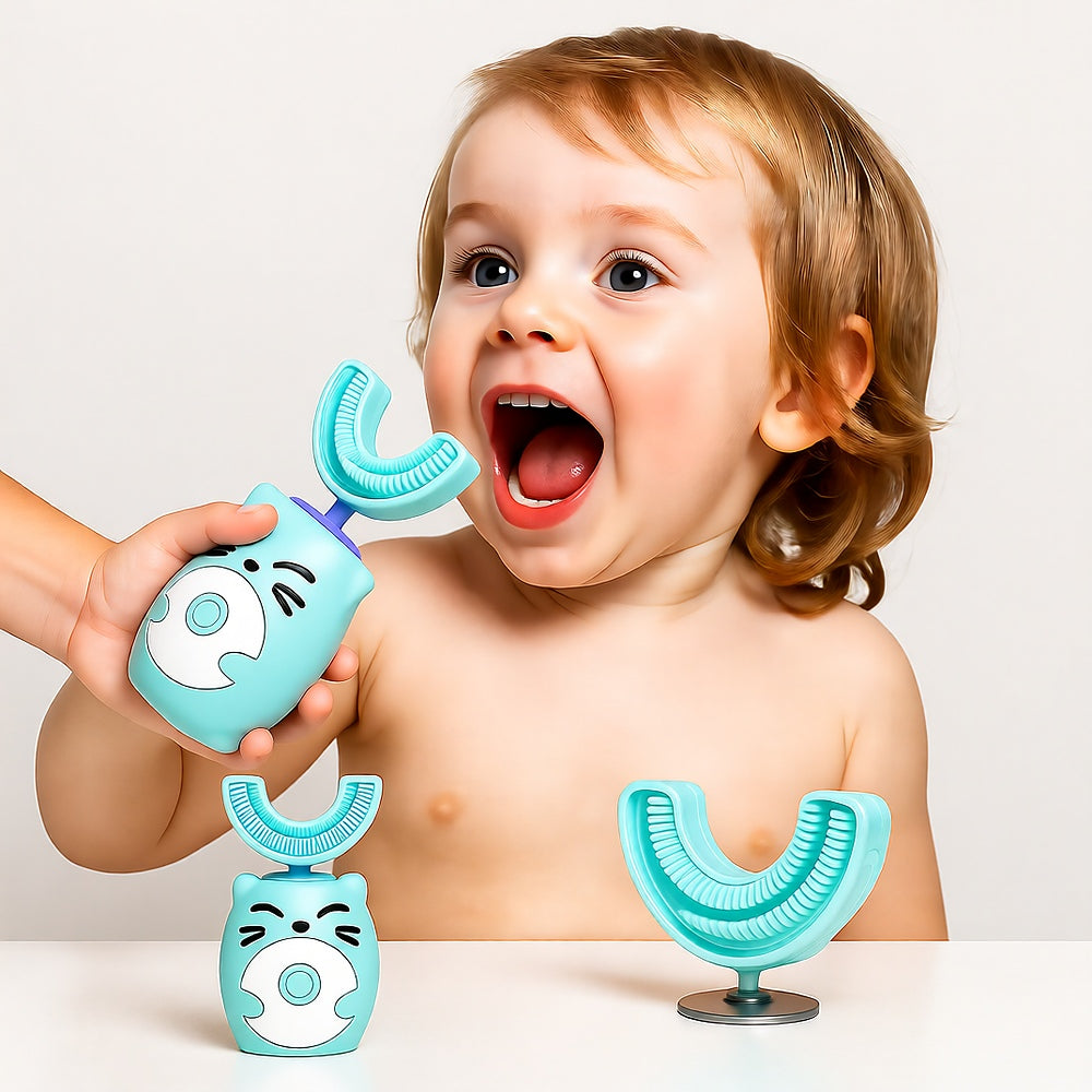 Kids U-Shape Electric Toothbrush — Food-Grade Silicone, 3 Modes, IPX7 Waterproof, Rechargeable