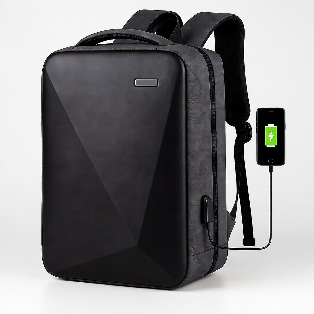 Anti-Theft Travel Backpack — Keyless Lock, Waterproof Shockproof Shell, USB Port, Fits 17" Laptop
