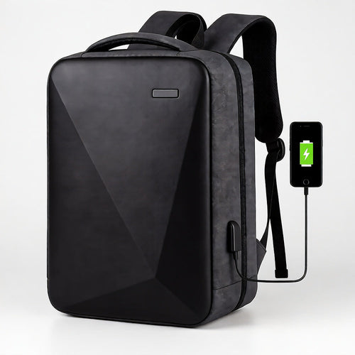 Anti-Theft Travel Backpack — Keyless Lock, Waterproof Shockproof Shell, USB Port, Fits 17" Laptop