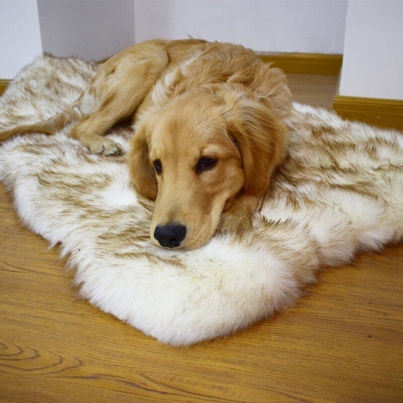 Faux Fur Dog Bed with Orthopedic Foam Base — Removable Washable Cover, Pet Lounger