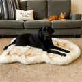 Faux Fur Dog Bed with Orthopedic Foam Base — Removable Washable Cover, Pet Lounger