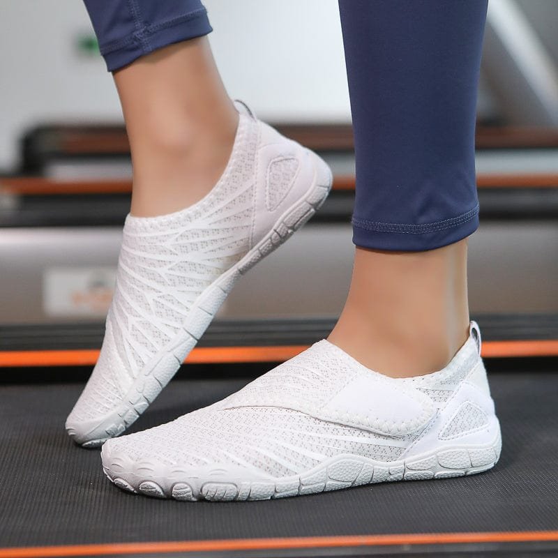 Solyn Slip-On Athletic Shoes in Off-White — Breathable Mesh, Low-Profile Sole