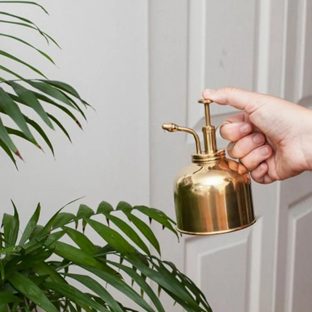 Brass Plant Mister — 6" Gold Spray Bottle with Fine Nozzle for Indoor Plants