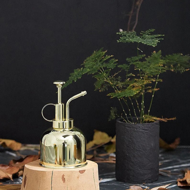 Brass Plant Mister — 6" Gold Spray Bottle with Fine Nozzle for Indoor Plants