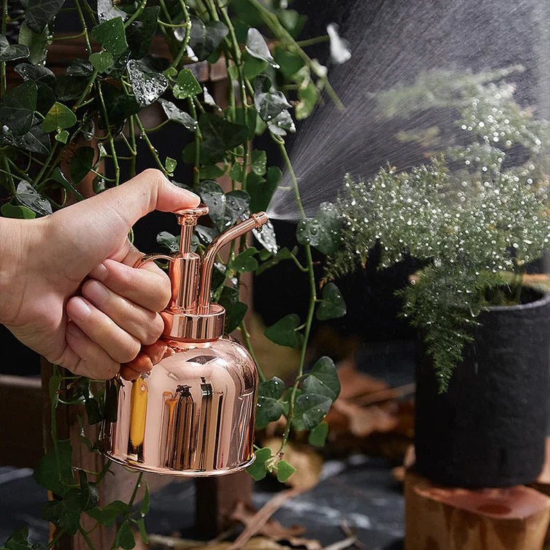Brass Plant Mister — 6" Gold Spray Bottle with Fine Nozzle for Indoor Plants