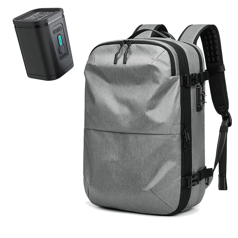 Vacuum Compression Travel Backpack — Water-Resistant Oxford, Anti-Theft Lock, Fits 17" Laptop