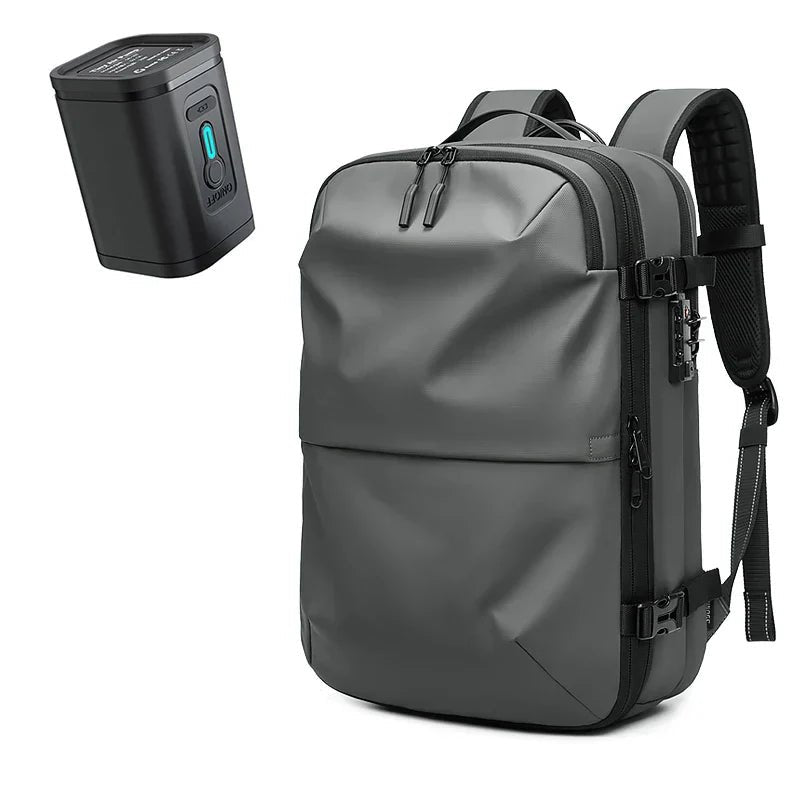 Vacuum Compression Travel Backpack — Water-Resistant Oxford, Anti-Theft Lock, Fits 17" Laptop