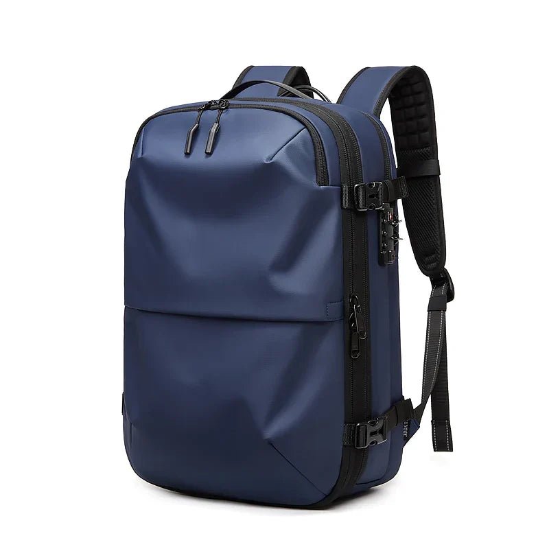 Vacuum Compression Travel Backpack — Water-Resistant Oxford, Anti-Theft Lock, Fits 17" Laptop