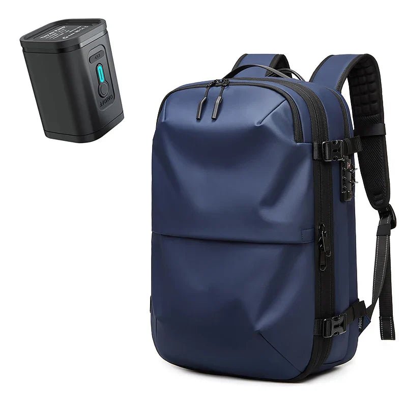 Vacuum Compression Travel Backpack — Water-Resistant Oxford, Anti-Theft Lock, Fits 17" Laptop