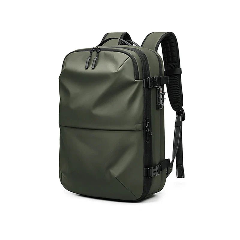 Vacuum Compression Travel Backpack — Water-Resistant Oxford, Anti-Theft Lock, Fits 17" Laptop