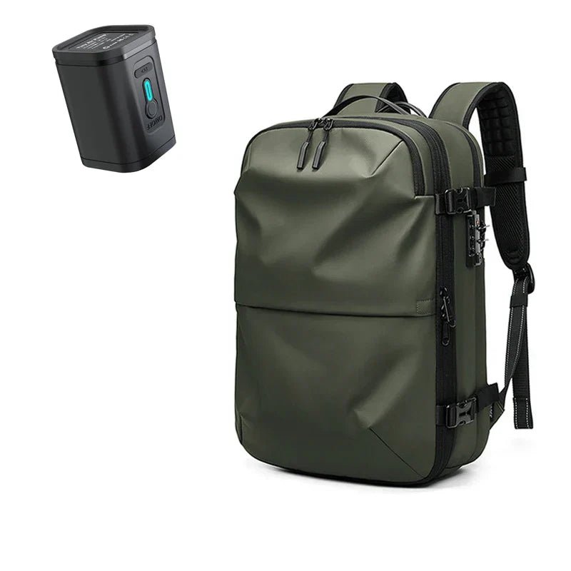 Vacuum Compression Travel Backpack — Water-Resistant Oxford, Anti-Theft Lock, Fits 17" Laptop