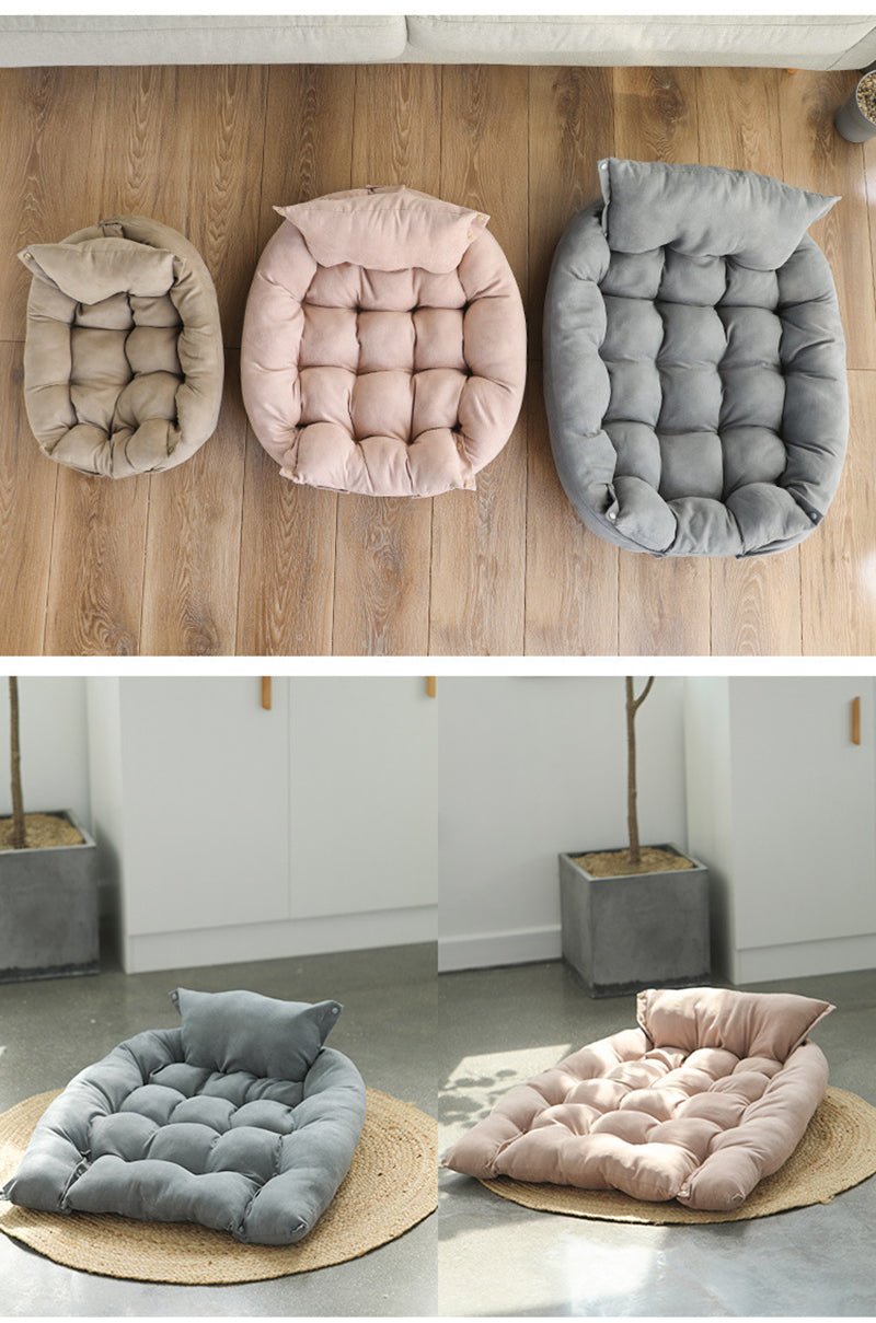 Adjustable Nest Dog Bed — 3-Layout Convertible, Soft Cotton Fill, Machine Washable & Dryer Safe