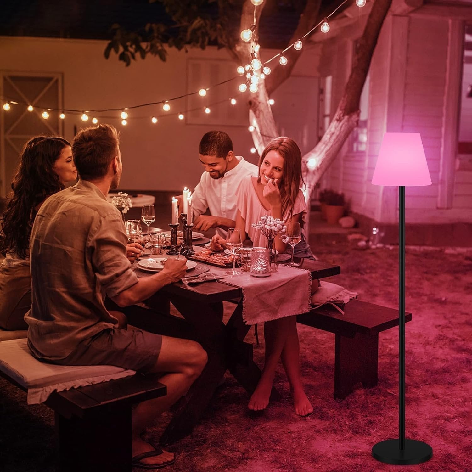 Solar Adjustable Floor Lamp — Converts to Table Lamp, 8 Colors, Remote, Dusk-to-Dawn, IP65