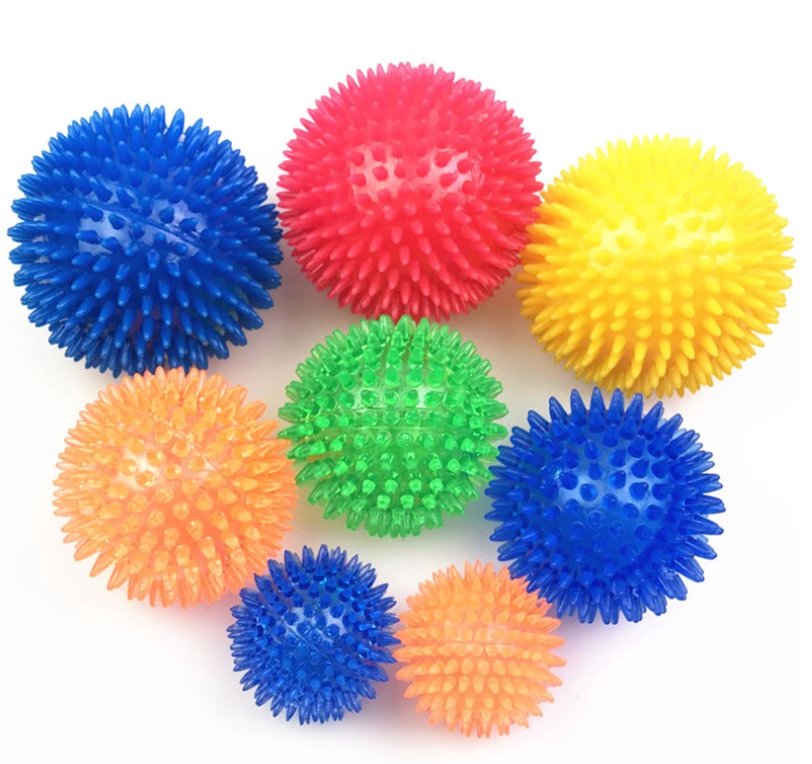 Spiky Squeaker Dog Ball — Tough TPR Chew Toy with Teeth-Cleaning Texture