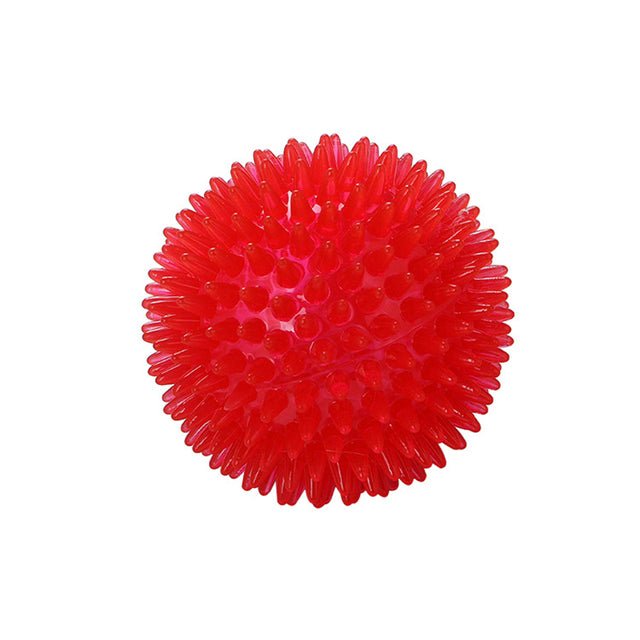 Spiky Squeaker Dog Ball — Tough TPR Chew Toy with Teeth-Cleaning Texture