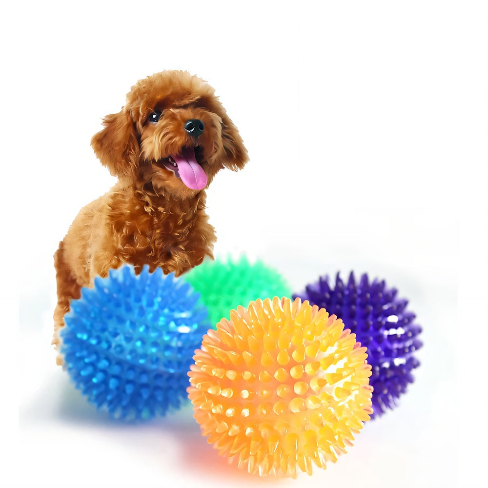 Spiky Squeaker Dog Ball — Tough TPR Chew Toy with Teeth-Cleaning Texture