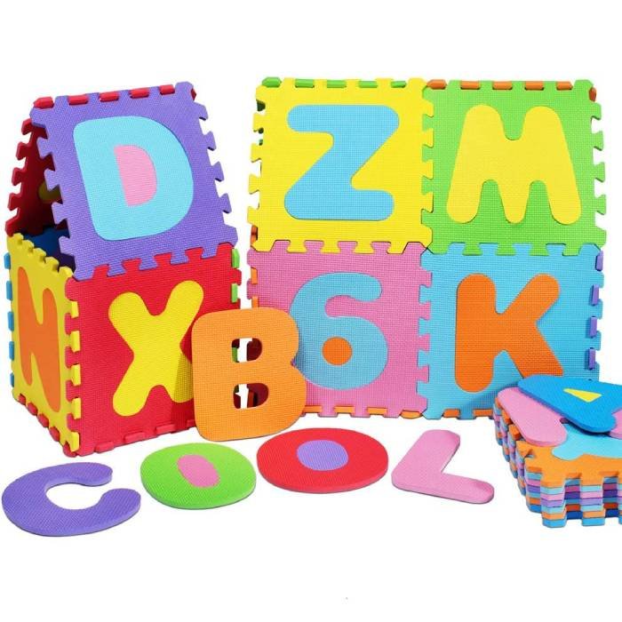 Baby Foam Play Mat — 36-Piece Interlocking EVA Tiles with Alphabet & Numbers, Non-Slip