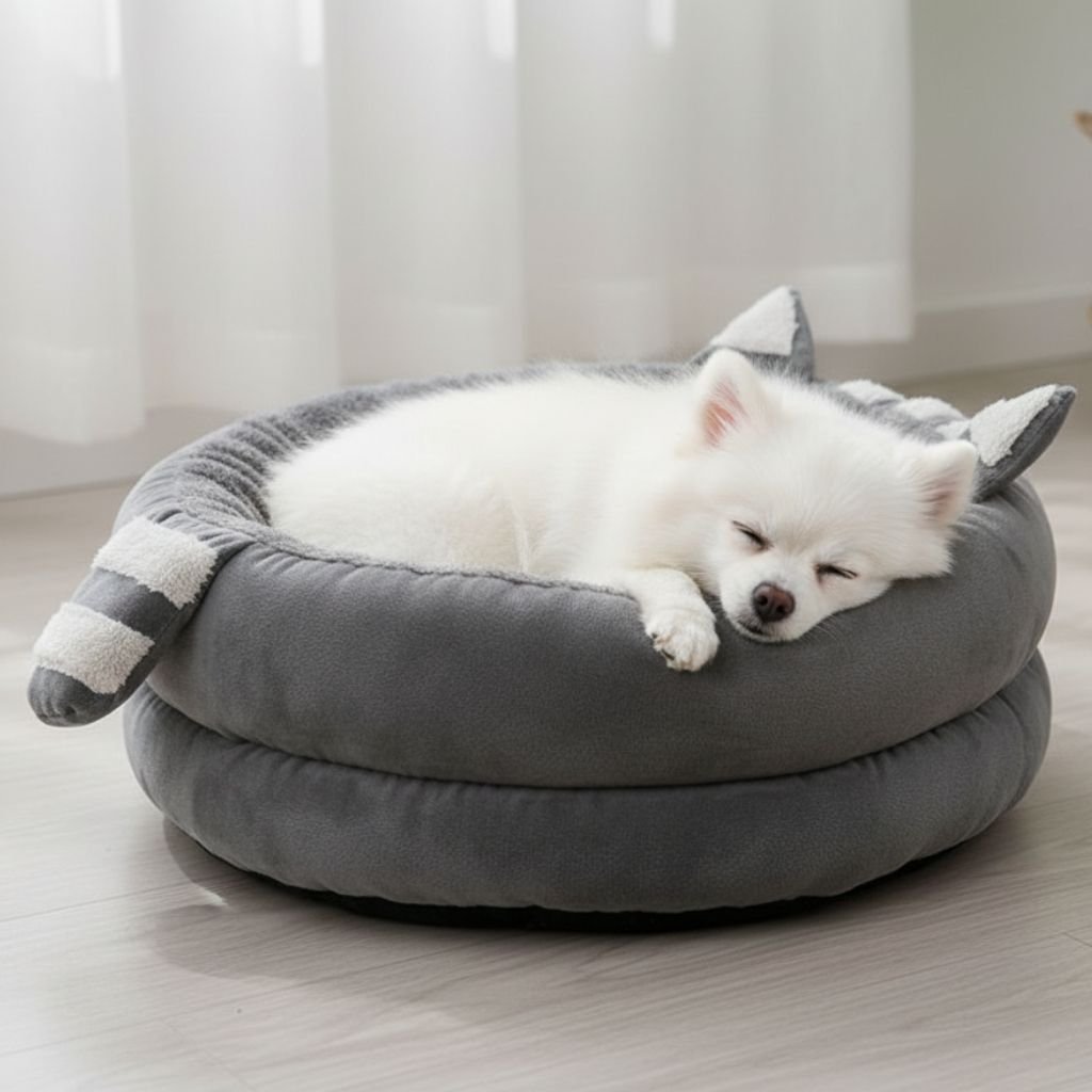 Rocco Round Plush Pet Bed — Dense Cotton Cushioned Base, Washable, Non-Slip, S & L