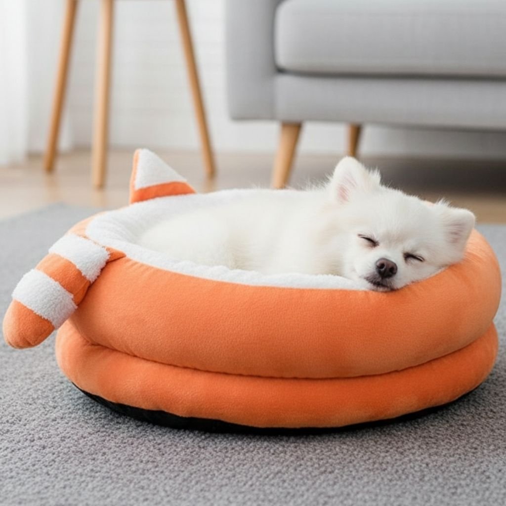 Rocco Round Plush Pet Bed — Dense Cotton Cushioned Base, Washable, Non-Slip, S & L