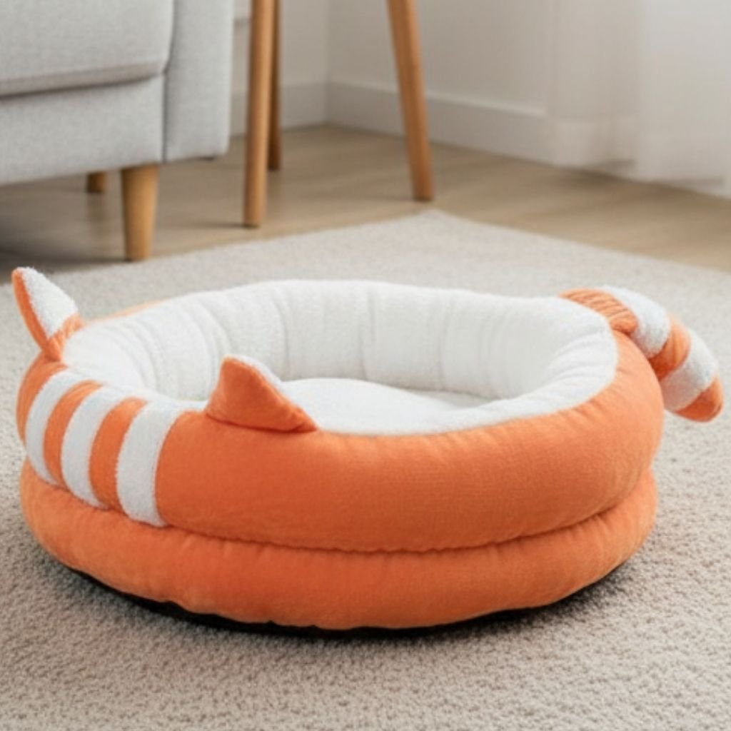 Rocco Round Plush Pet Bed — Dense Cotton Cushioned Base, Washable, Non-Slip, S & L