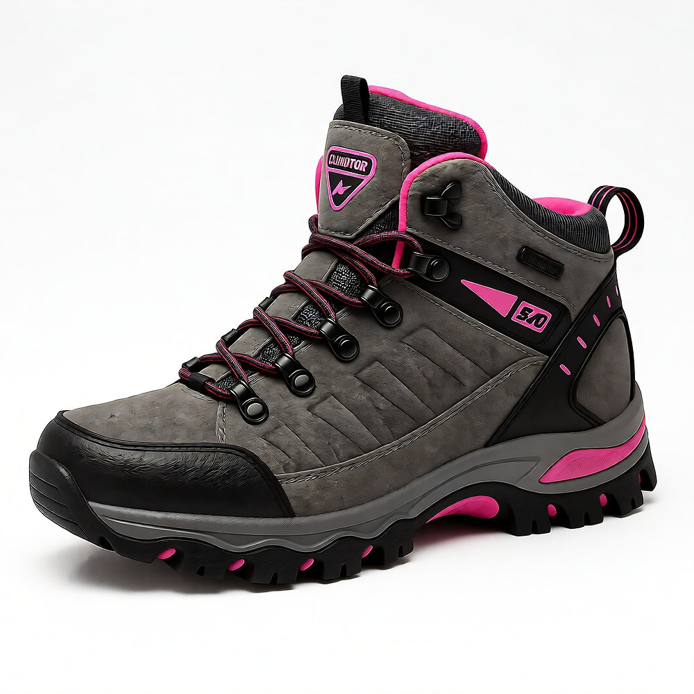 Women's Waterproof Hiking Boots — Genuine Leather with Rubber Sole & Stone Guard, Mountain Trail
