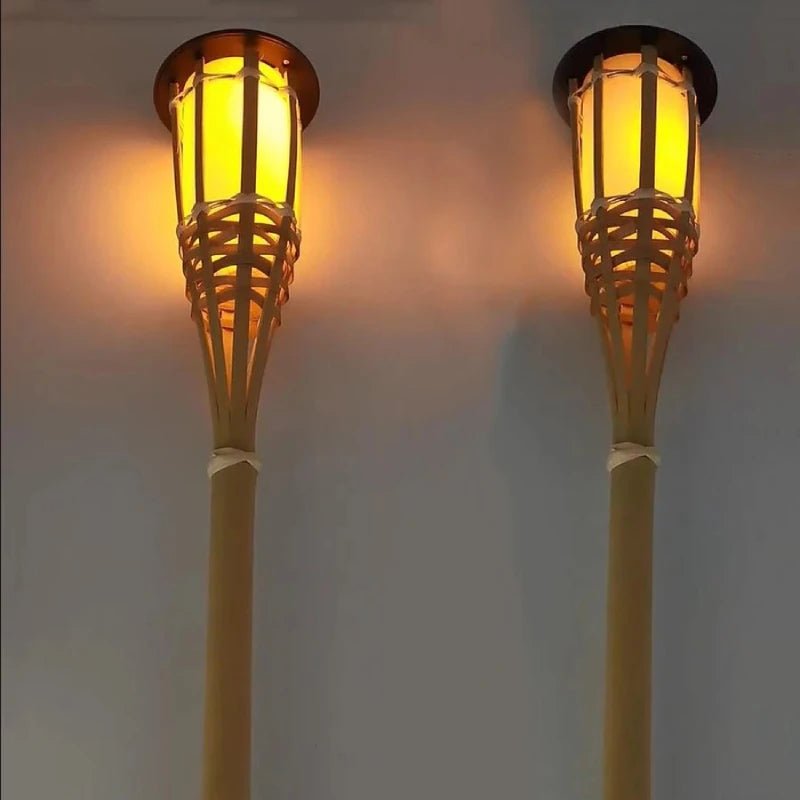 Solar Tiki Torches 5-Pack — 24" Flickering Flameless LED, Dusk-to-Dawn, IP65
