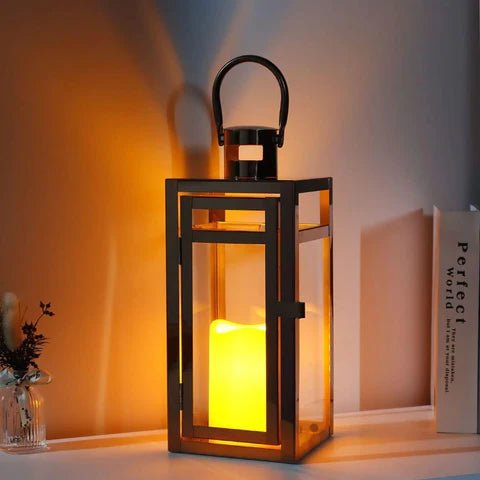 Candle Lanterns 3-Piece Set — Stainless Steel Frames with Tempered Glass, Outdoor