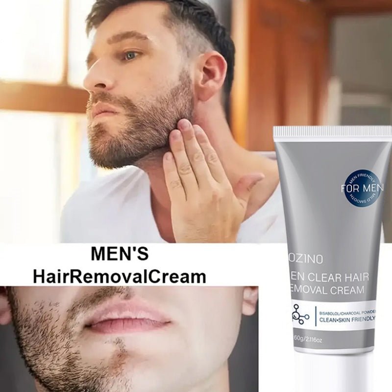 Men's Body Hair Removal Cream — Gentle Bisabolol & Charcoal Formula for Coarse Hair, 60g
