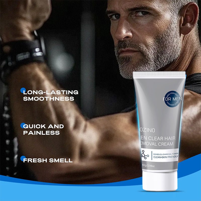 Men's Body Hair Removal Cream — Gentle Bisabolol & Charcoal Formula for Coarse Hair, 60g