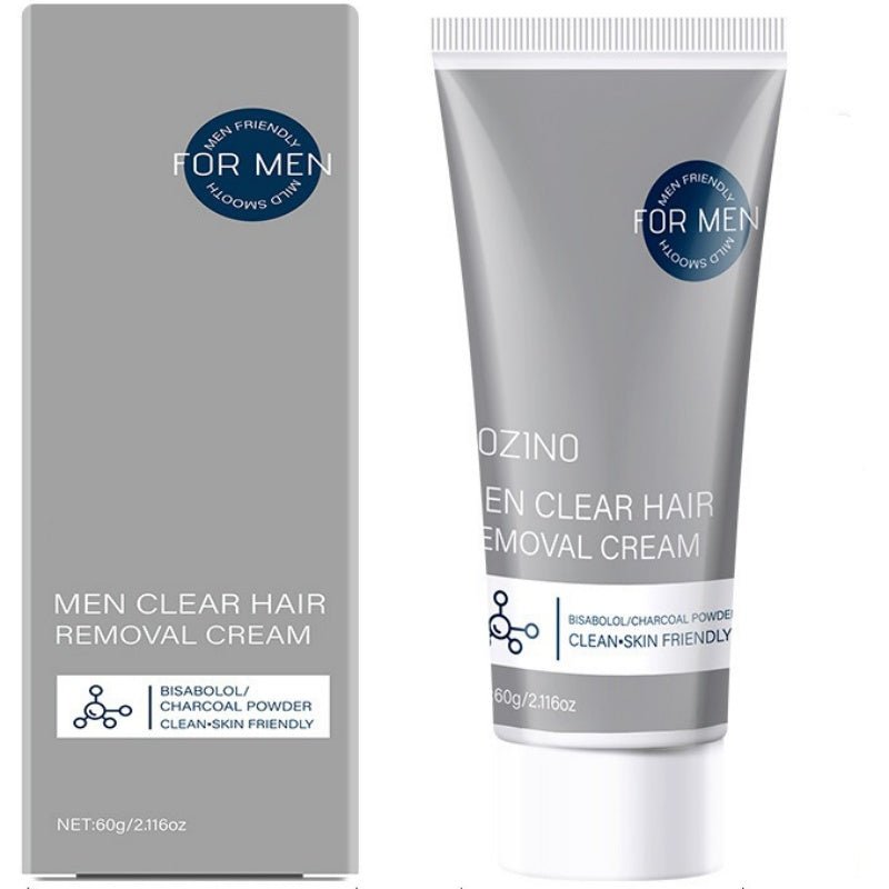Men's Body Hair Removal Cream — Gentle Bisabolol & Charcoal Formula for Coarse Hair, 60g