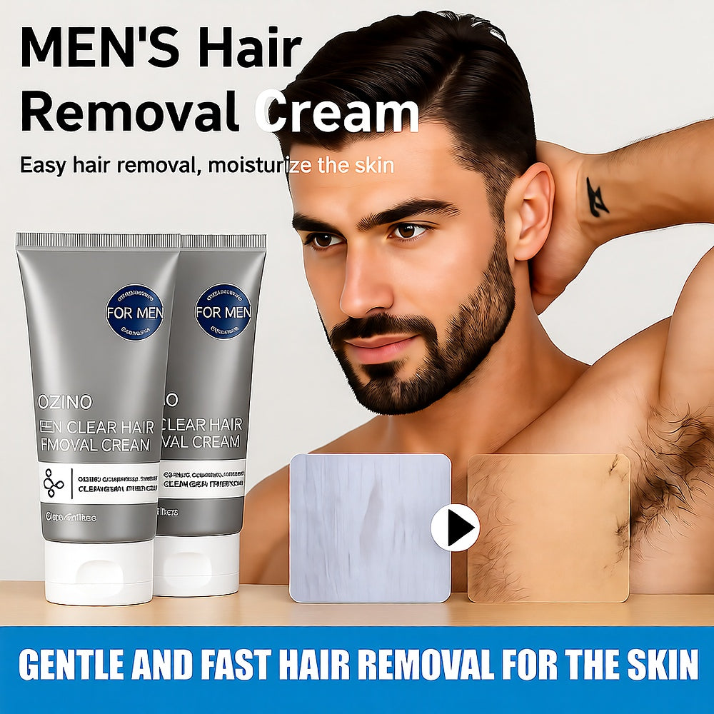 Men's Body Hair Removal Cream — Gentle Bisabolol & Charcoal Formula for Coarse Hair, 60g