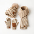 Winter Hat, Scarf, and Gloves Set, Knitted, Touchscreen Gloves, Unisex One Size