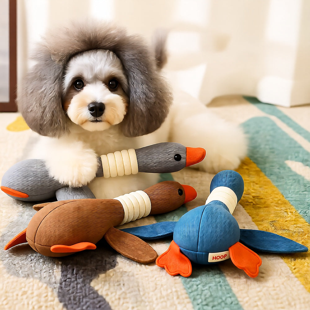 Plush Dog Stuffie with Squeaker — Durable Soft Toy for Play, Fetch & Cuddling