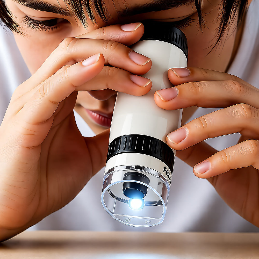 Kids Portable Microscope, 60-120X Magnification, LED Light, ABS, Educational