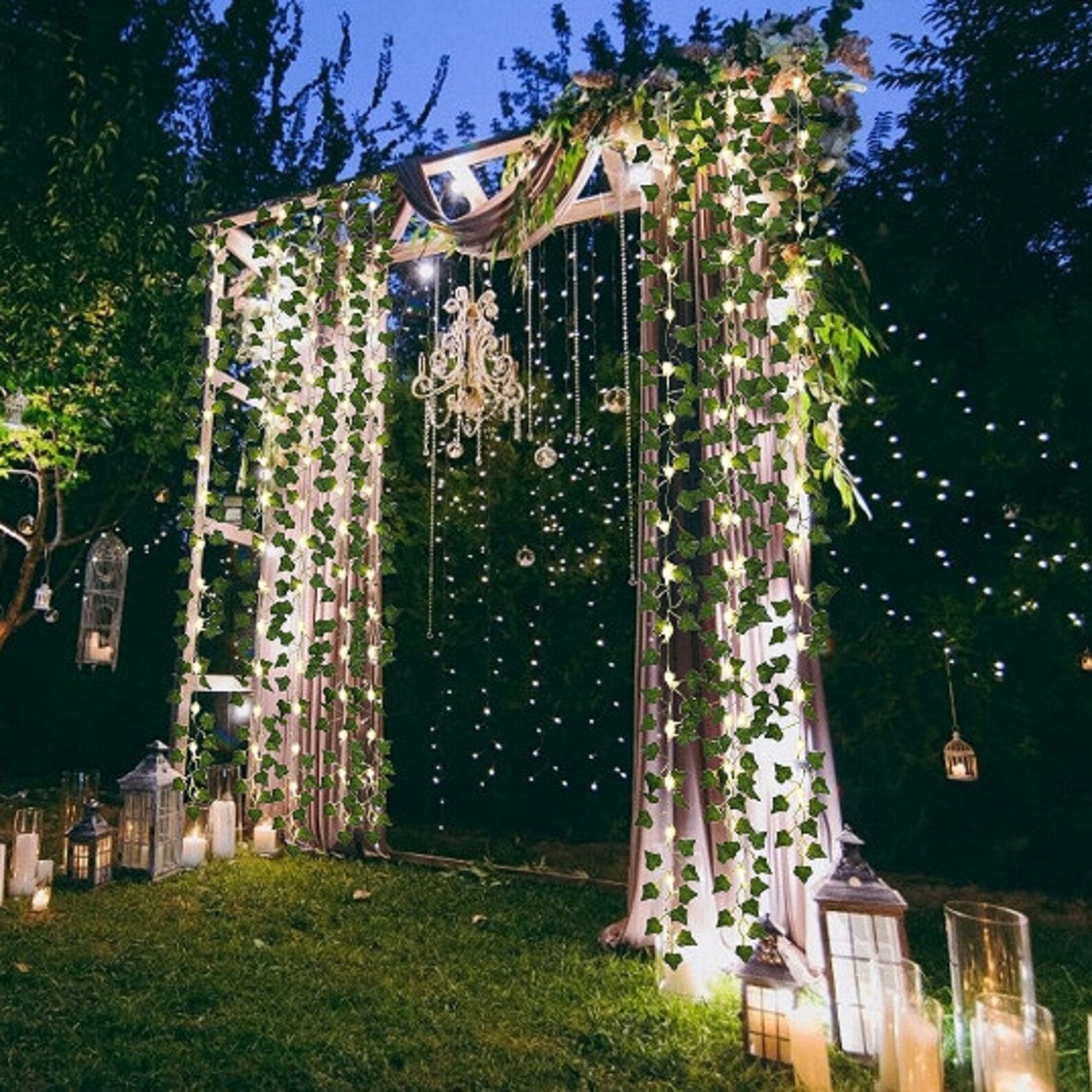 Solar Ivy String Lights — LED Leaf Garland, Dusk-to-Dawn, IP65, 3 Lengths