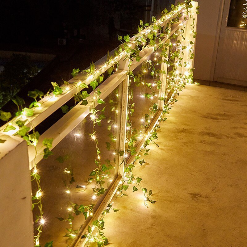 Solar Ivy String Lights — LED Leaf Garland, Dusk-to-Dawn, IP65, 3 Lengths